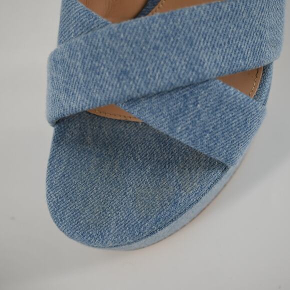 Gianvito Rossi Sheridan Blue Denim Platform Heels Size 37.5 - Picture 12 of 13